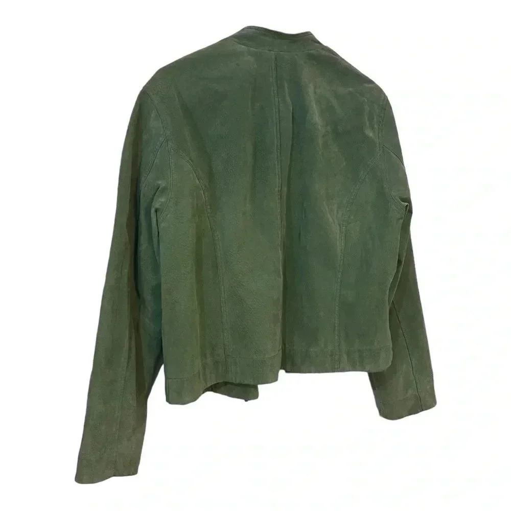 Chicos green suede size 2 (approx. US 12) GUC bomber jacket - Picture 8 of 15